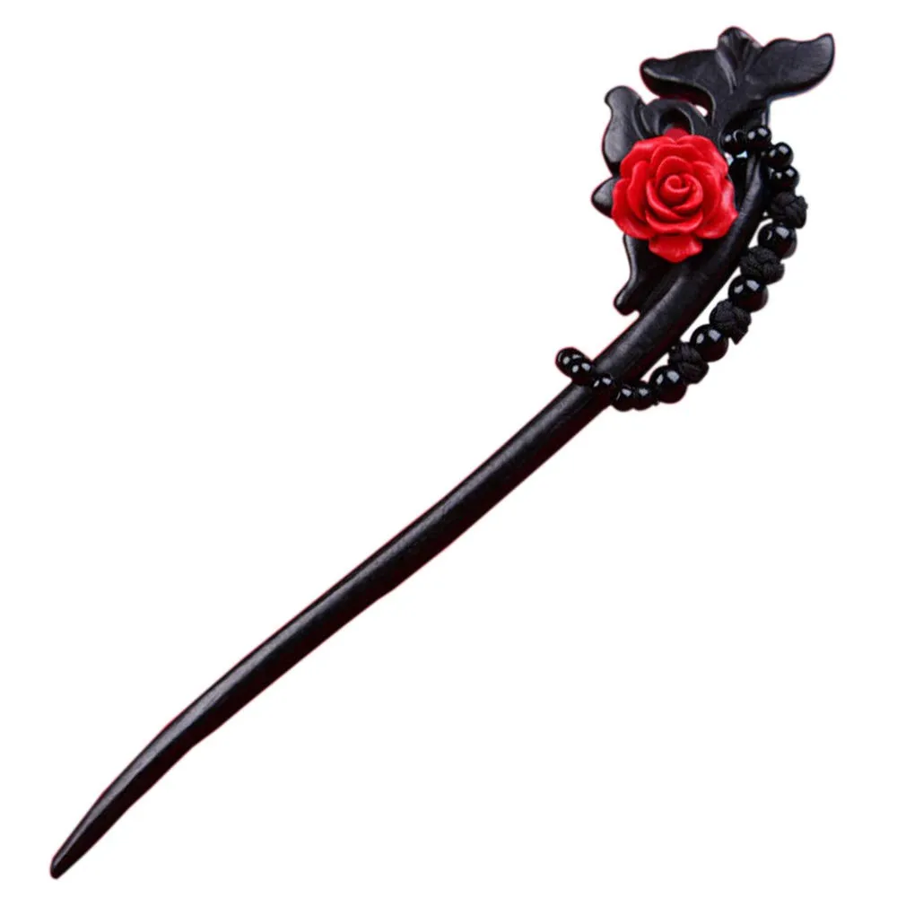 Flower Vintage Dragon Hair Sticks Women Girls Handmade Wooden 7.08" Hair Chopsticks for Daily Party Wedding(1pack)