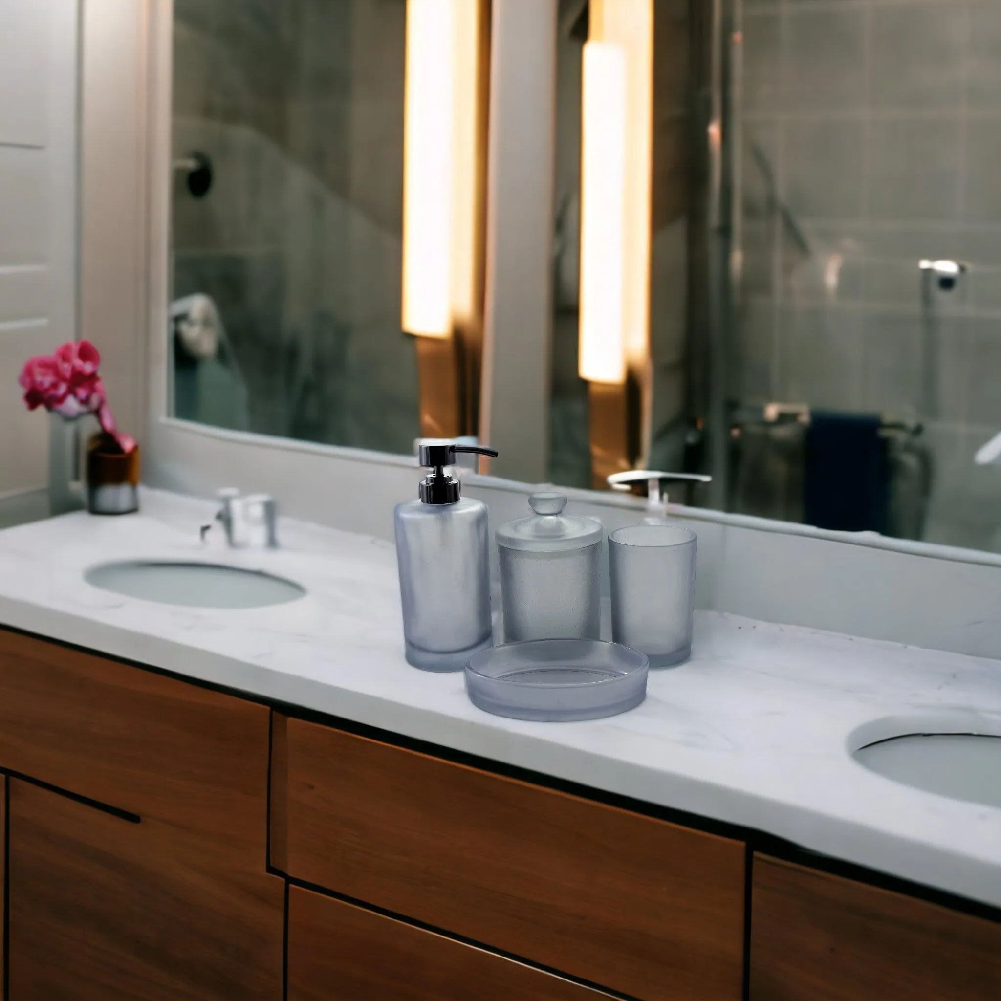 Frosted Glass 4-Piece Bathroom Accessory Set | Cloud Collection