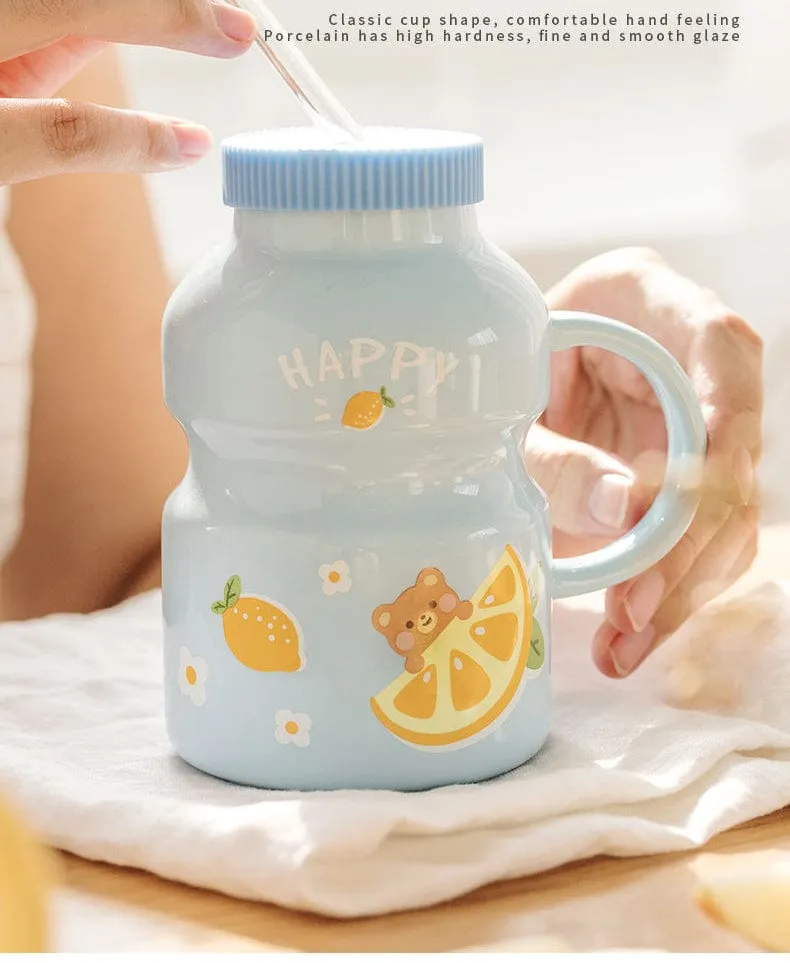 Fruity Ceramic Milk Bottle Mug