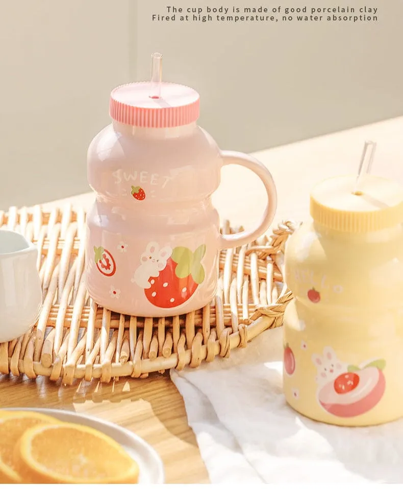 Fruity Ceramic Milk Bottle Mug