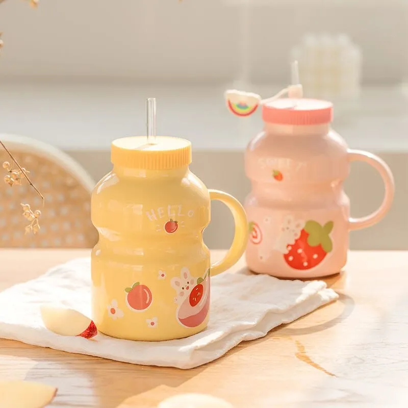 Fruity Ceramic Milk Bottle Mug