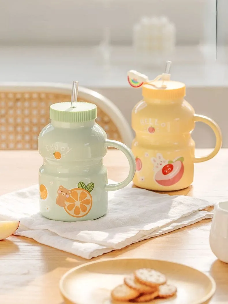 Fruity Ceramic Milk Bottle Mug