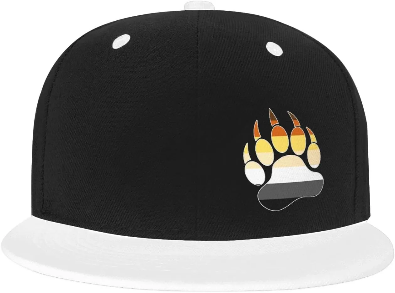 Gay Bear Pride Paw Adult Flat Brim Contrast Hip Hop Hat Flat Brim Baseball Adjustable Snapback Trucker Cap