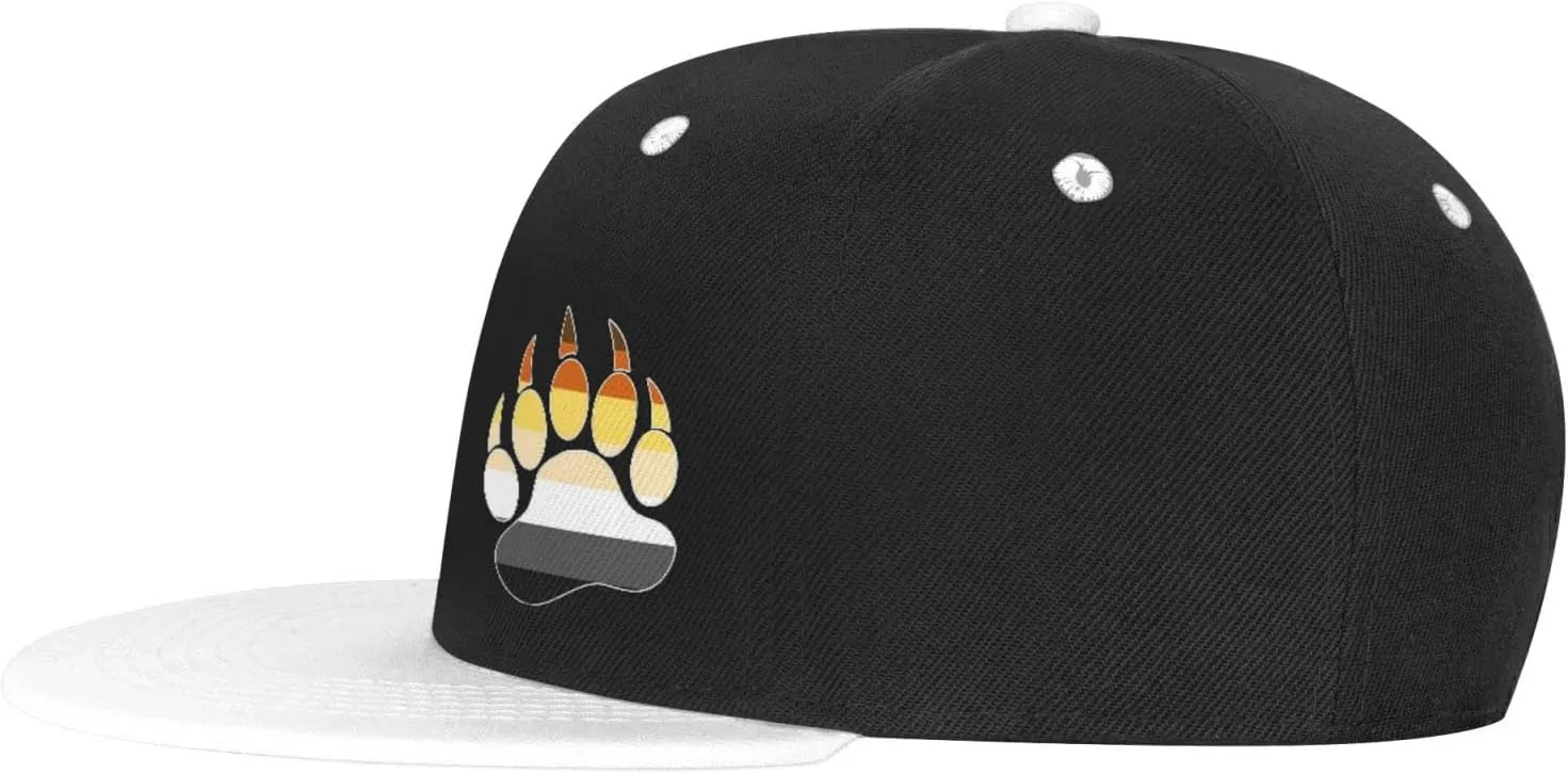 Gay Bear Pride Paw Adult Flat Brim Contrast Hip Hop Hat Flat Brim Baseball Adjustable Snapback Trucker Cap
