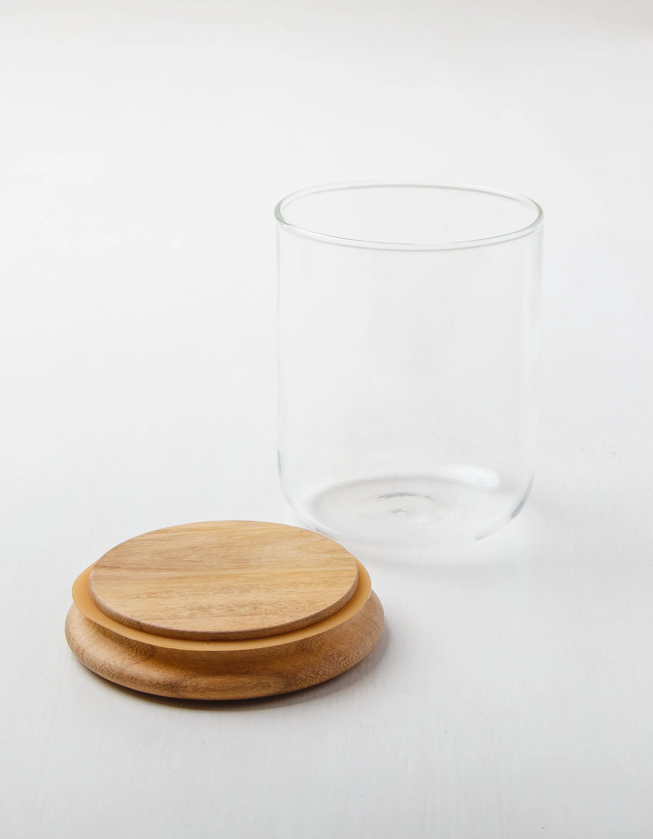 Glass Canister with Dark Wood Lid