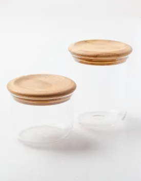 Glass Canister with Dark Wood Lid