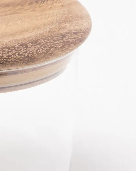 Glass Canister with Dark Wood Lid