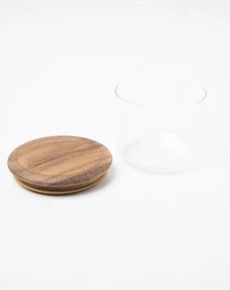 Glass Canister with Dark Wood Lid