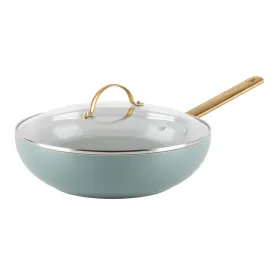 GreenPan Padova Wok with Lid Smokey Sky Blue 28cm