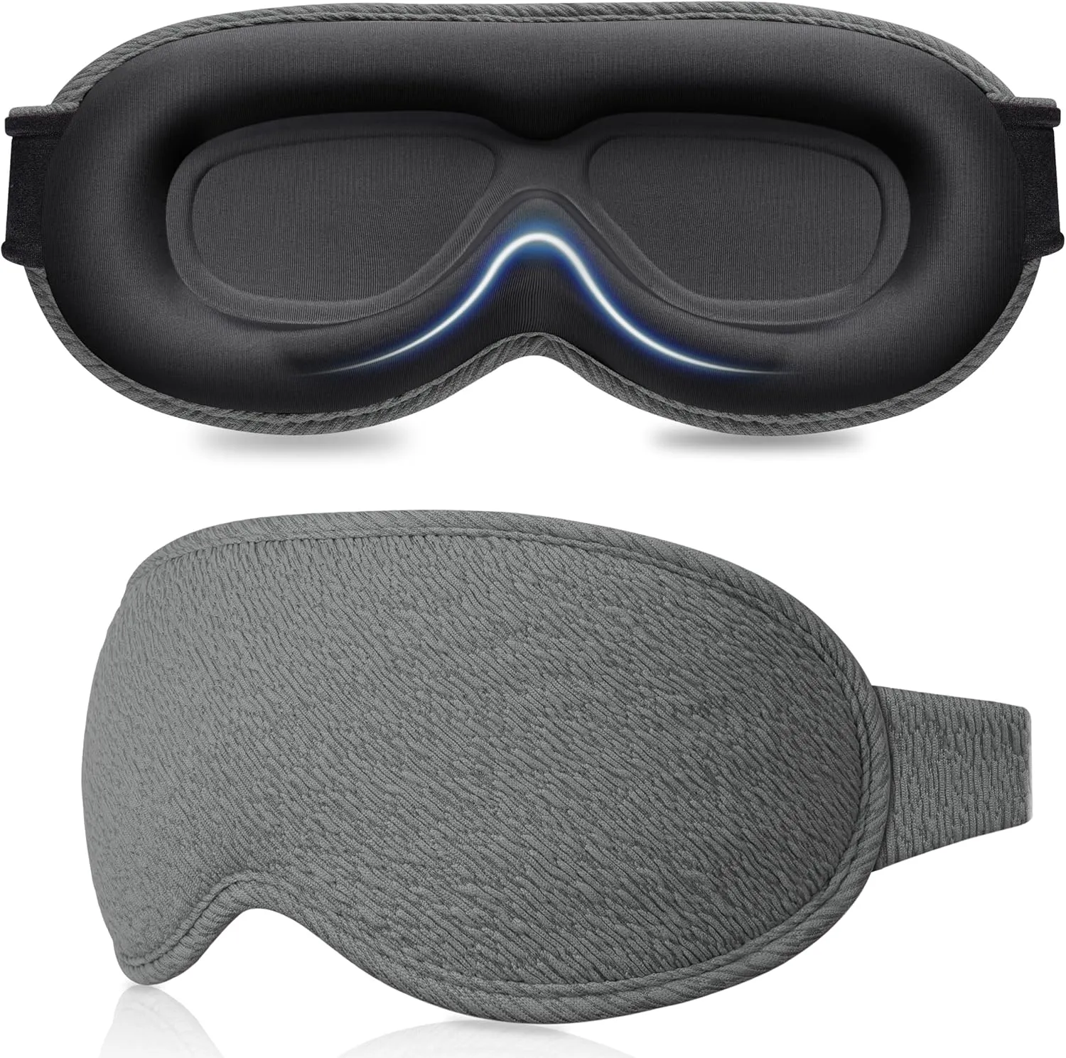 Gritin 100% Blackout Sleep Eye Mask for Women Men,Zero Eye Pressure Sleeping Mask-Ergonomic Design 3D Cutout Eye Movement and Eyelash Friendly Night Blindfold,Ultra Soft&Comfortable for Sleeping-Grey