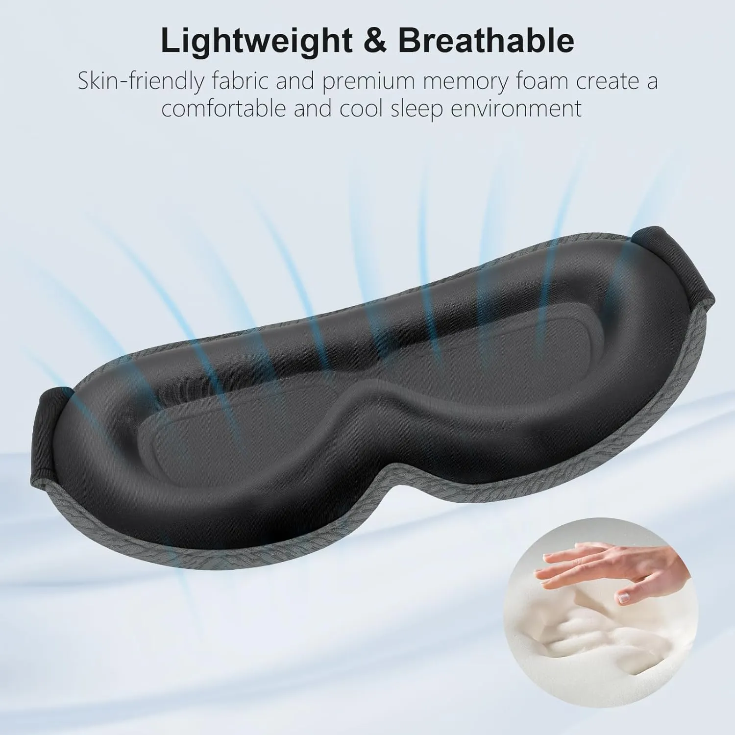 Gritin 100% Blackout Sleep Eye Mask for Women Men,Zero Eye Pressure Sleeping Mask-Ergonomic Design 3D Cutout Eye Movement and Eyelash Friendly Night Blindfold,Ultra Soft&Comfortable for Sleeping-Grey
