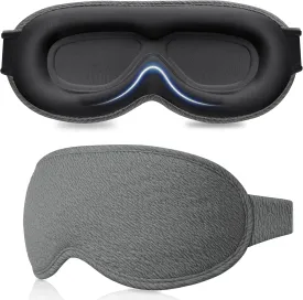 Gritin 100% Blackout Sleep Eye Mask for Women Men,Zero Eye Pressure Sleeping Mask-Ergonomic Design 3D Cutout Eye Movement and Eyelash Friendly Night Blindfold,Ultra Soft&Comfortable for Sleeping-Grey