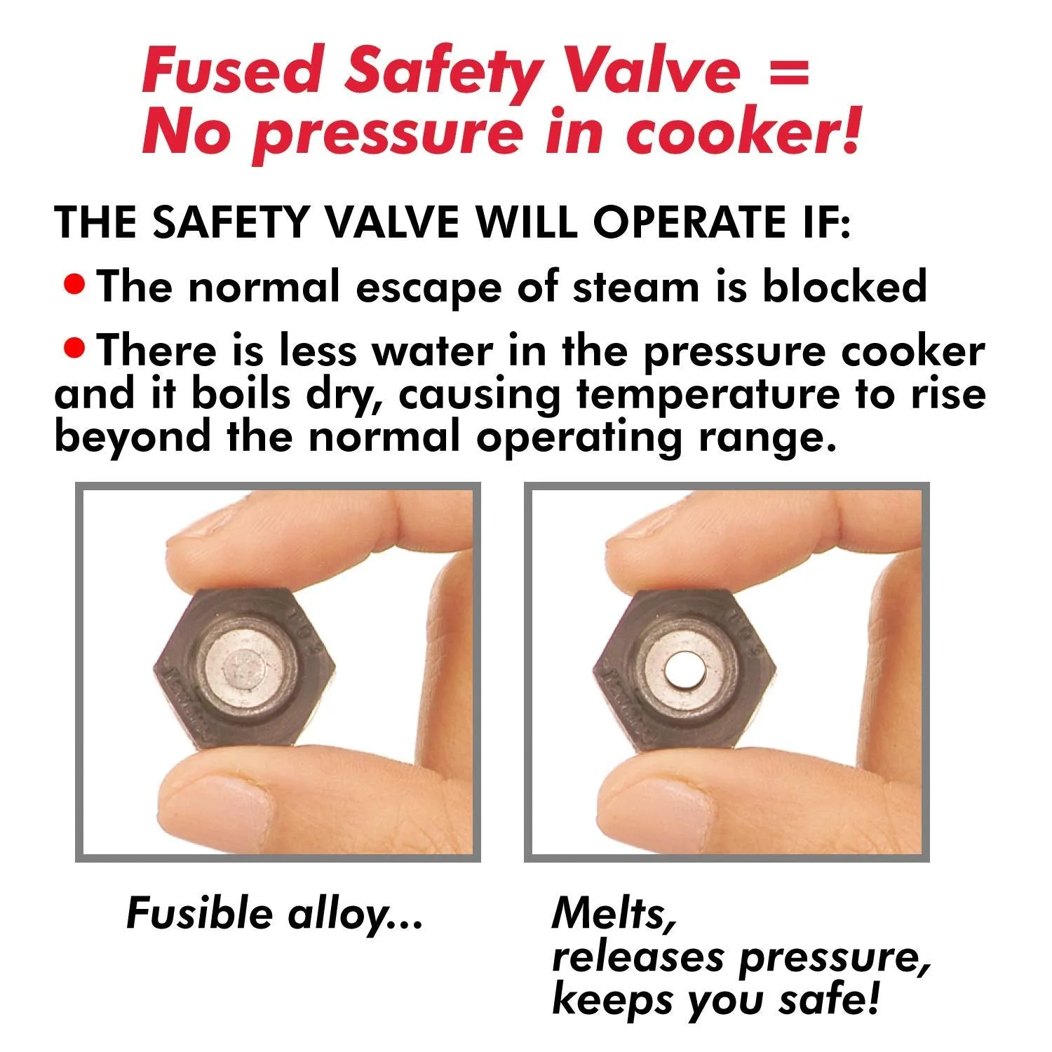 Hawkins Pressure Cookers Safety Valve from 1.5 Litre to 14 Litre, Black, Standard (HSFValce)