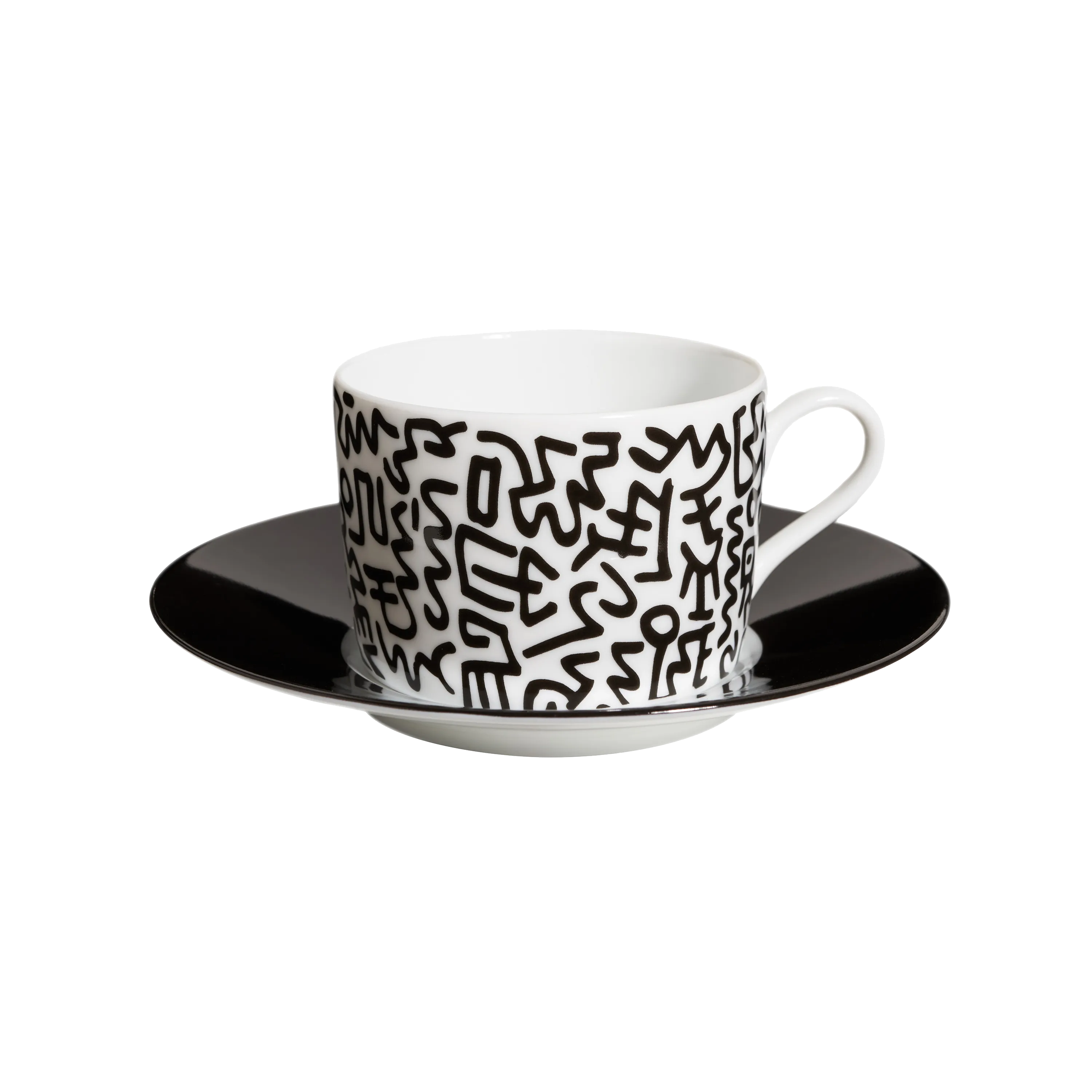 Keith Haring Porcelain tea cup & plate "BLACK PATTERN"