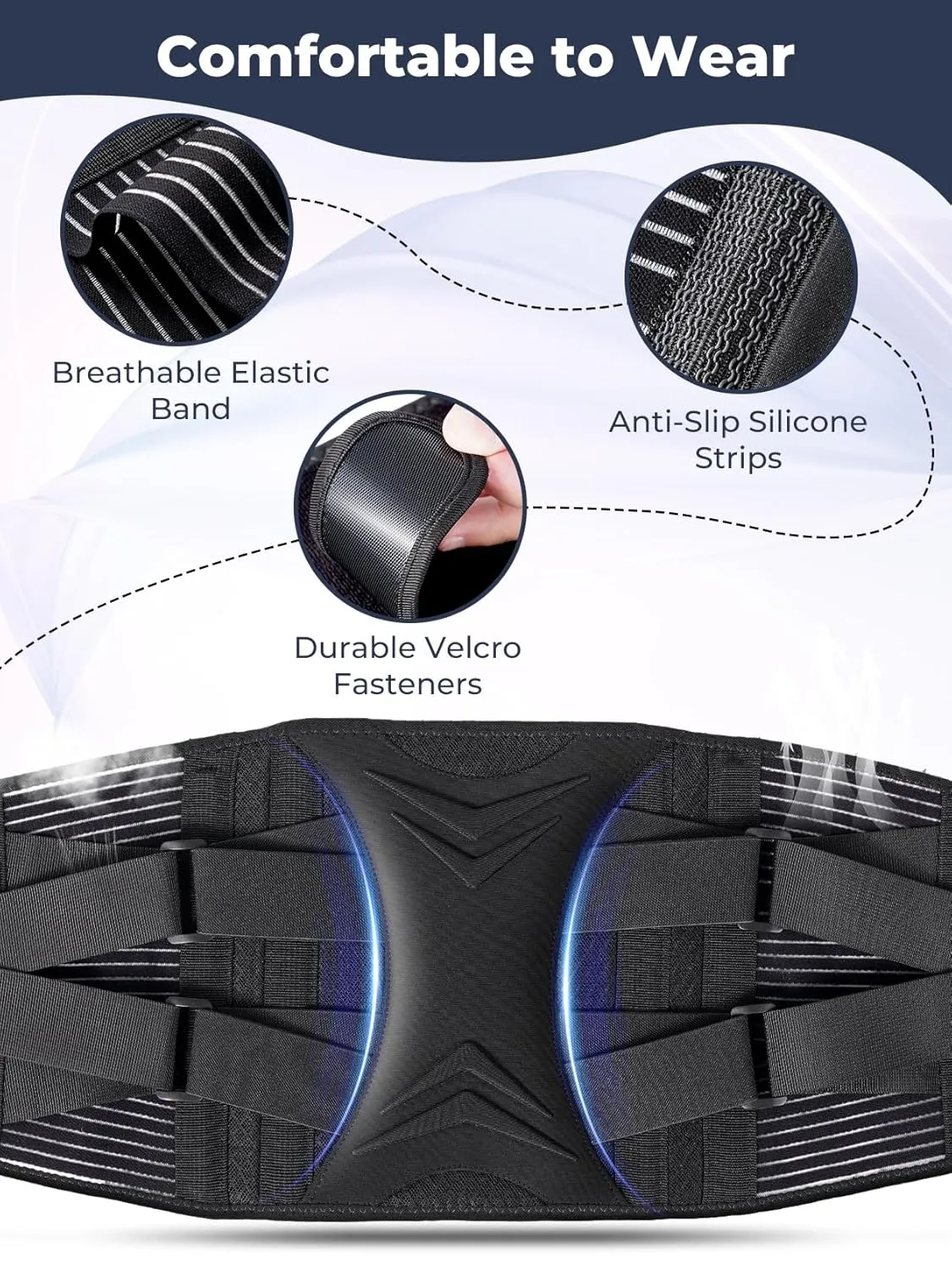 KKM Back Brace for Lower Back Pain Relief - Herniated Disc, Sciatica, Scoliosis, Breathable Back Support Belt, Lower Back Brace with Removable Lumbar Pad for Men & Women, M