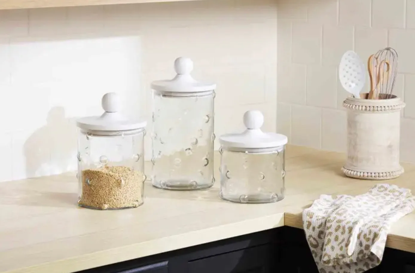 Large Hobnail Glass Canister