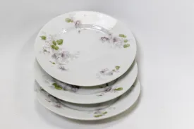 Limoges WroGeurin Floral Violets Porcelain Desert Plate Set