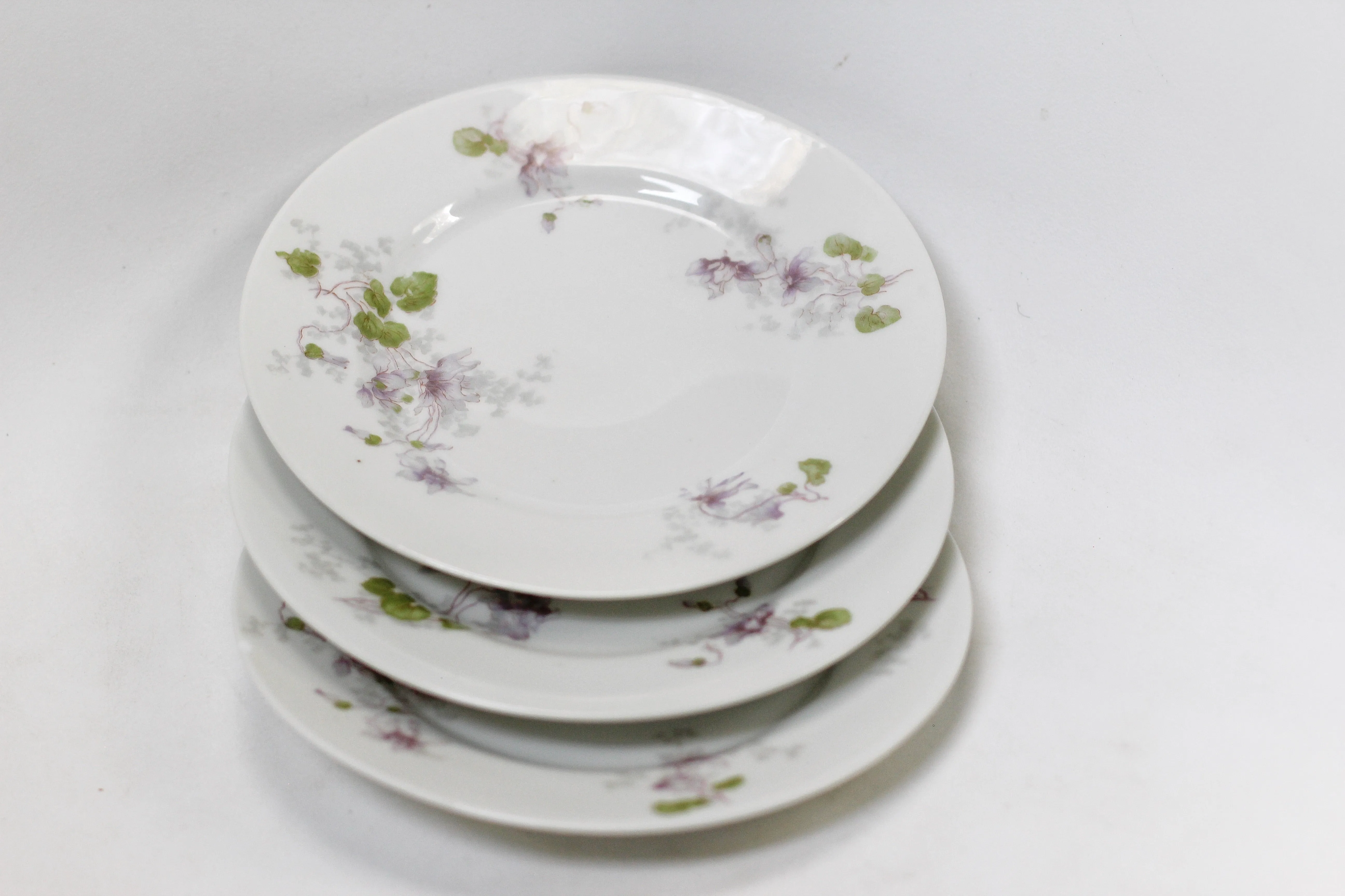 Limoges WroGeurin Floral Violets Porcelain Desert Plate Set