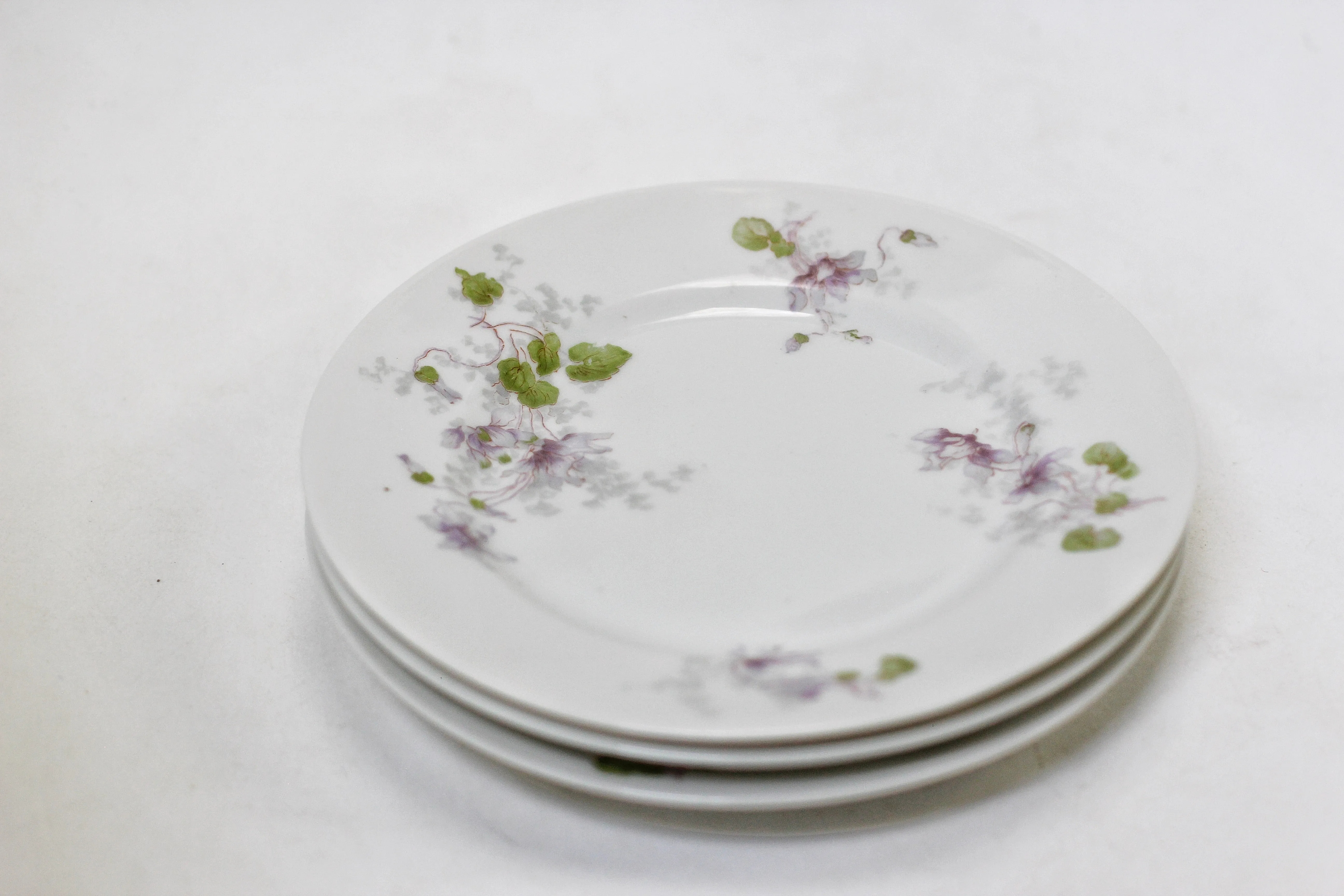 Limoges WroGeurin Floral Violets Porcelain Desert Plate Set