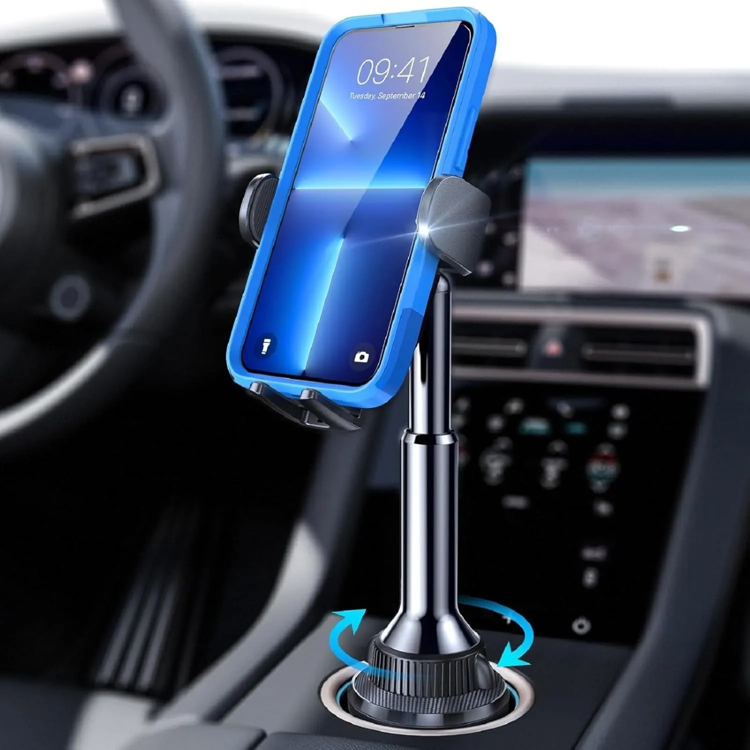 LISEN Cup Phone Holder for Car No Shaking Car Phone Holder Mount, 360 Adjustable Car Accessories for Women Truck Jeep, Golf Accessories for iPhone 16e 16 15 14 13 Pro Max Samsung S25 All 4-7'' Phone
