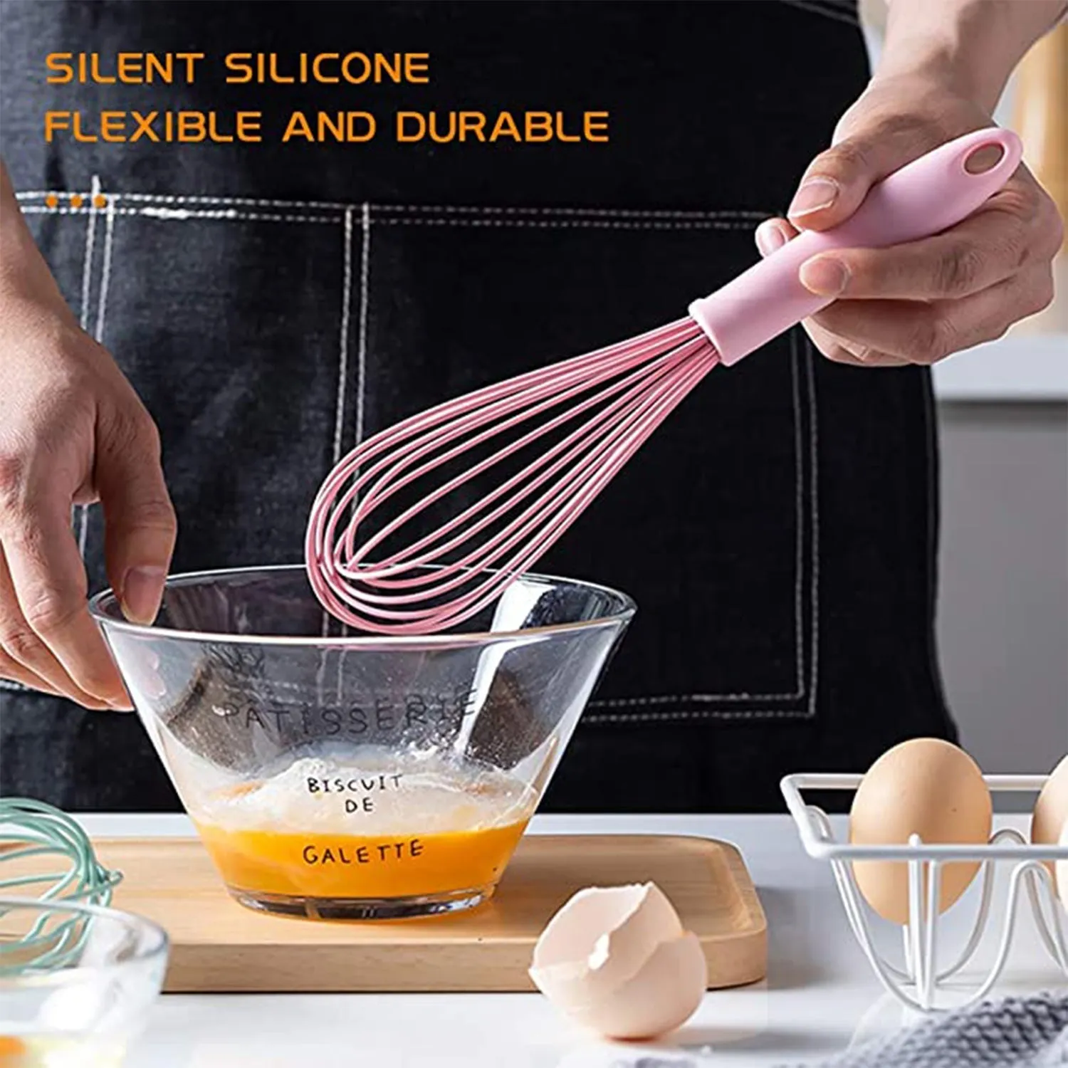 Manual Whisk Mixer Silicone Whisk, Cream Whisk, Flour Mixer, Rotary Egg Mixer, Kitchen Baking Tool.