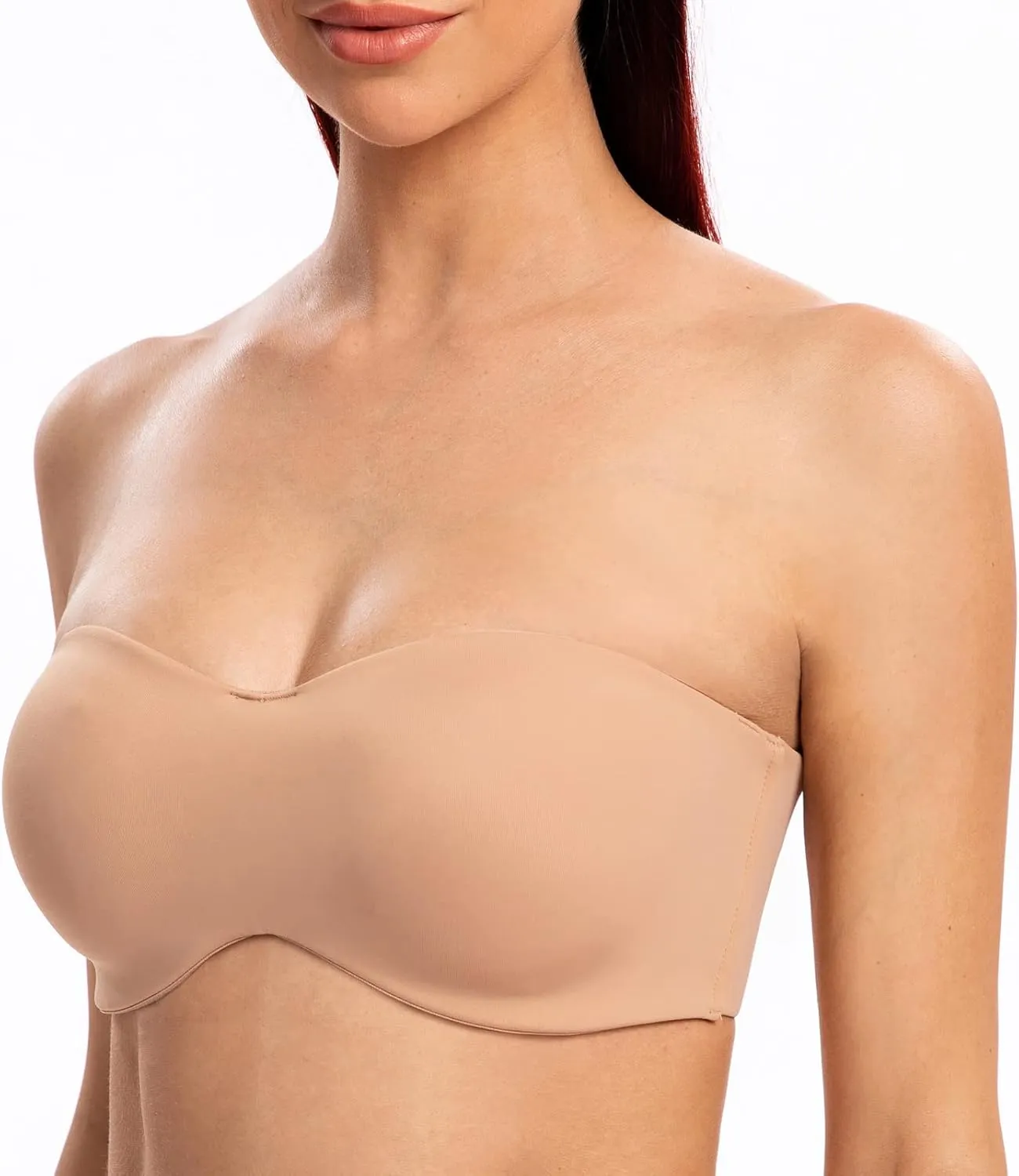MELENECA Women's Strapless Bra for Large Bust Minimizer Unlined Bandeau with Underwire