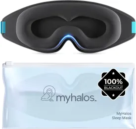 MyHalos Sleep Mask - Eye Masks for Sleep - 100% Blackout Sleeping Mask for Women, Men & Side Sleepers - 3D Sleeping Eye Mask for Zero Pressure - Award Winning Design, Eyelash Friendly & Breathable