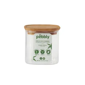 Pebbly Square Canister with Bamboo Lid 800ml