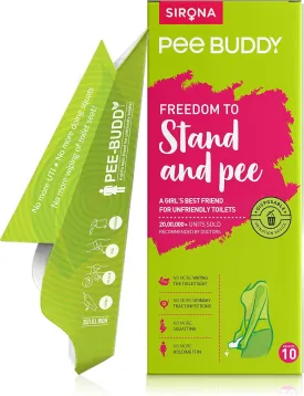 PEE BUDDY 10 Funnels Portable Female Urination Device | Disposable Female Urinal Funnel | Travel, Camping & Hiking and Outdoor Activities | Foldable and Compact Stand and Pee Funnel for Women, Girls