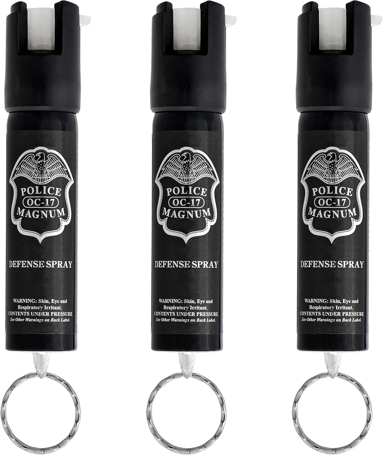 Police Magnum Small Pepper Spray Self Defense Safety Tool- Strong Built-in Keychain Holder- Compact Discreet Canister- Made in The USA- 1 Pack 3/4oz Twist Lock Keyring