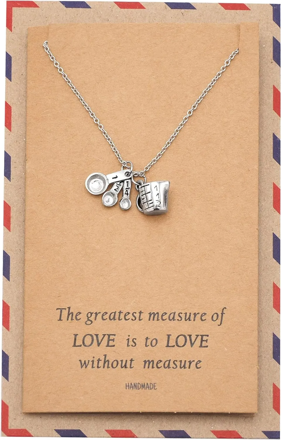 quan jewelry Cooking Jewelry, Measuring Spoons Kitchen Tools, Gifts for Mom, Gifts for Chef, Bakers, Bakery Fashion Pendant Necklace, 16-18 inches Adjustable