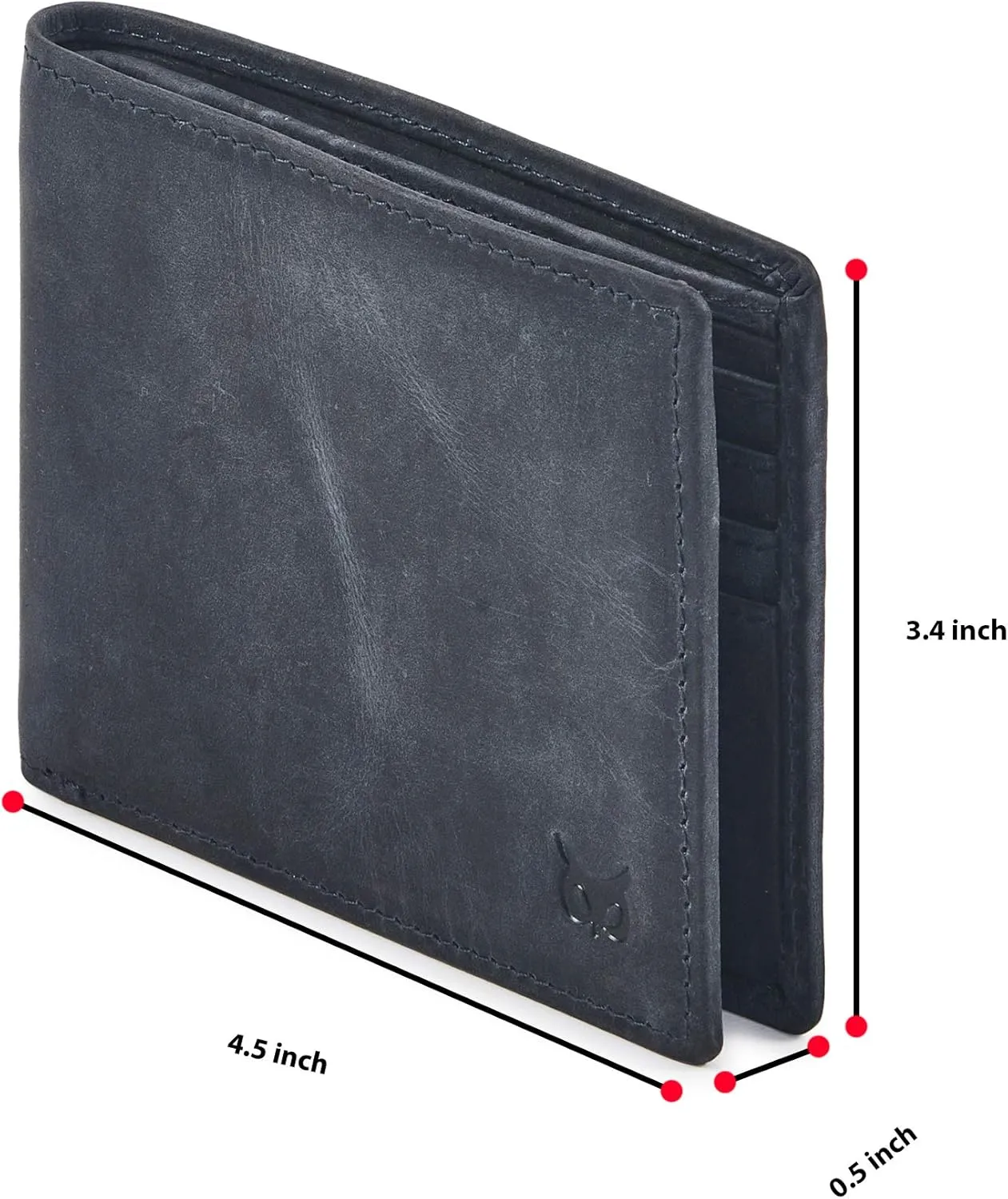 Real Leather Mens Bifold Wallet RFID Blocking Slim Minimalist Front Pocket - Thin & Stylish with ID Window in Gift Box (Crazy Horse, Navy)