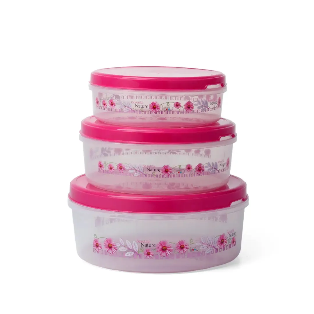 Saaj Pink Food Storage Containers - Set of 3 (160ml,2600ml,4500ml)