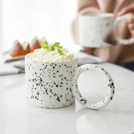 SINOTAO  -  11oz Creative Big Ear Handle Ceramic Coffee Cup Gift Mug Nordic Ink Splash Coffee Mug High Value Tea Cup with Handle Ceramic Mug