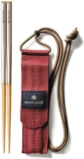 Snow Peak Wabuki Chopsticks - Collapsible Stainless Steel Chopsticks with Case - Reusable Utensils Perfect for Camping & Travel - L