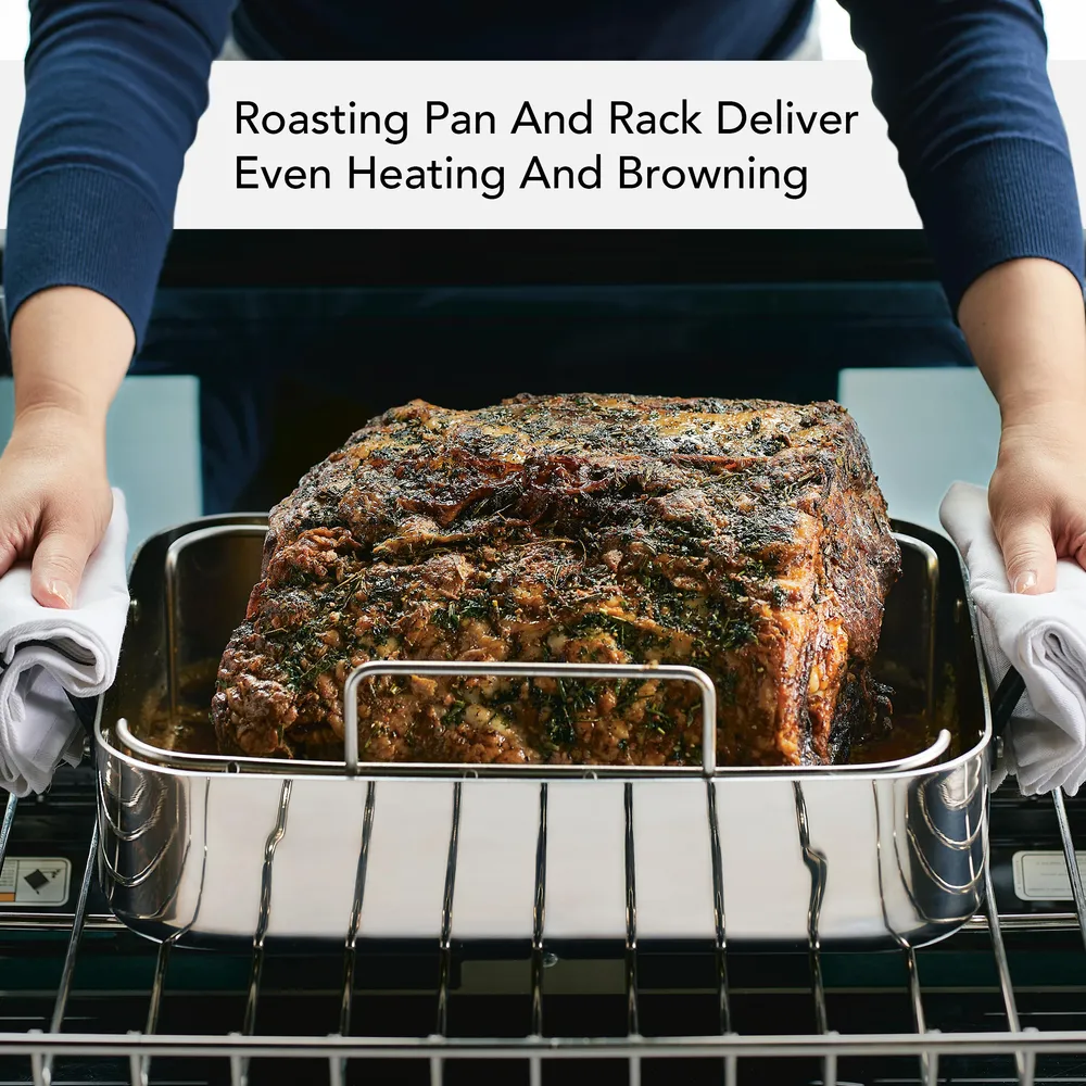 Stainless Steel 5-Ply Clad Roaster with Removable Rack