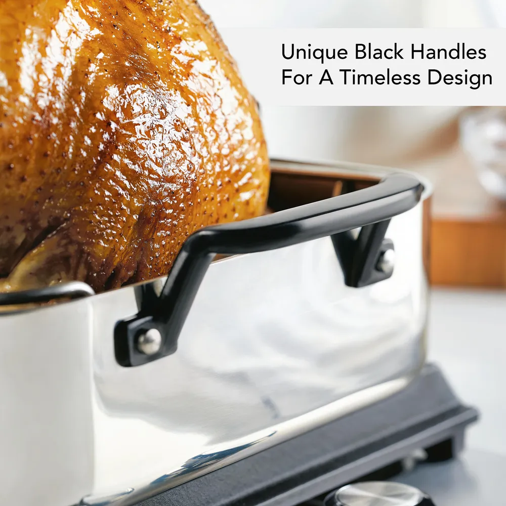 Stainless Steel 5-Ply Clad Roaster with Removable Rack