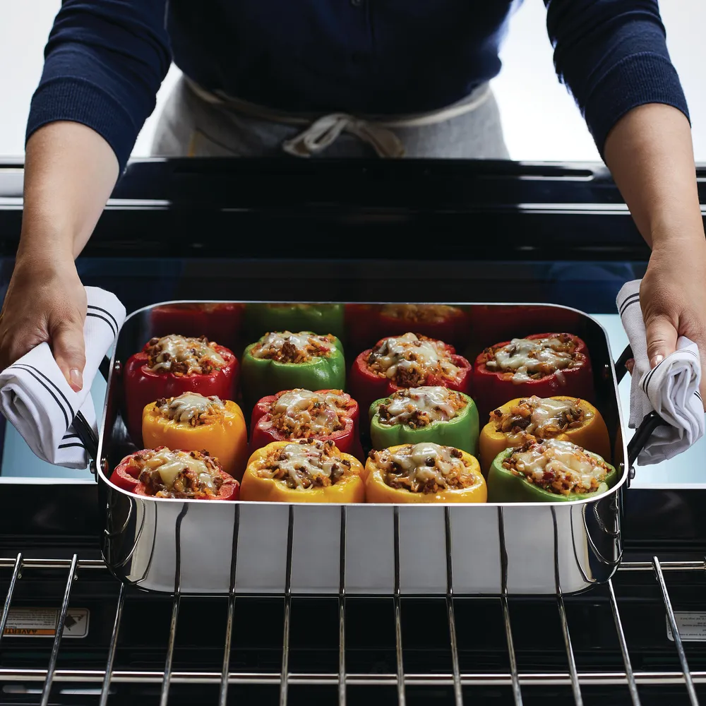 Stainless Steel 5-Ply Clad Roaster with Removable Rack