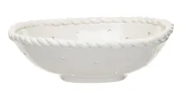 Stoneware Colander w/ Hand Twisted Edge, White
