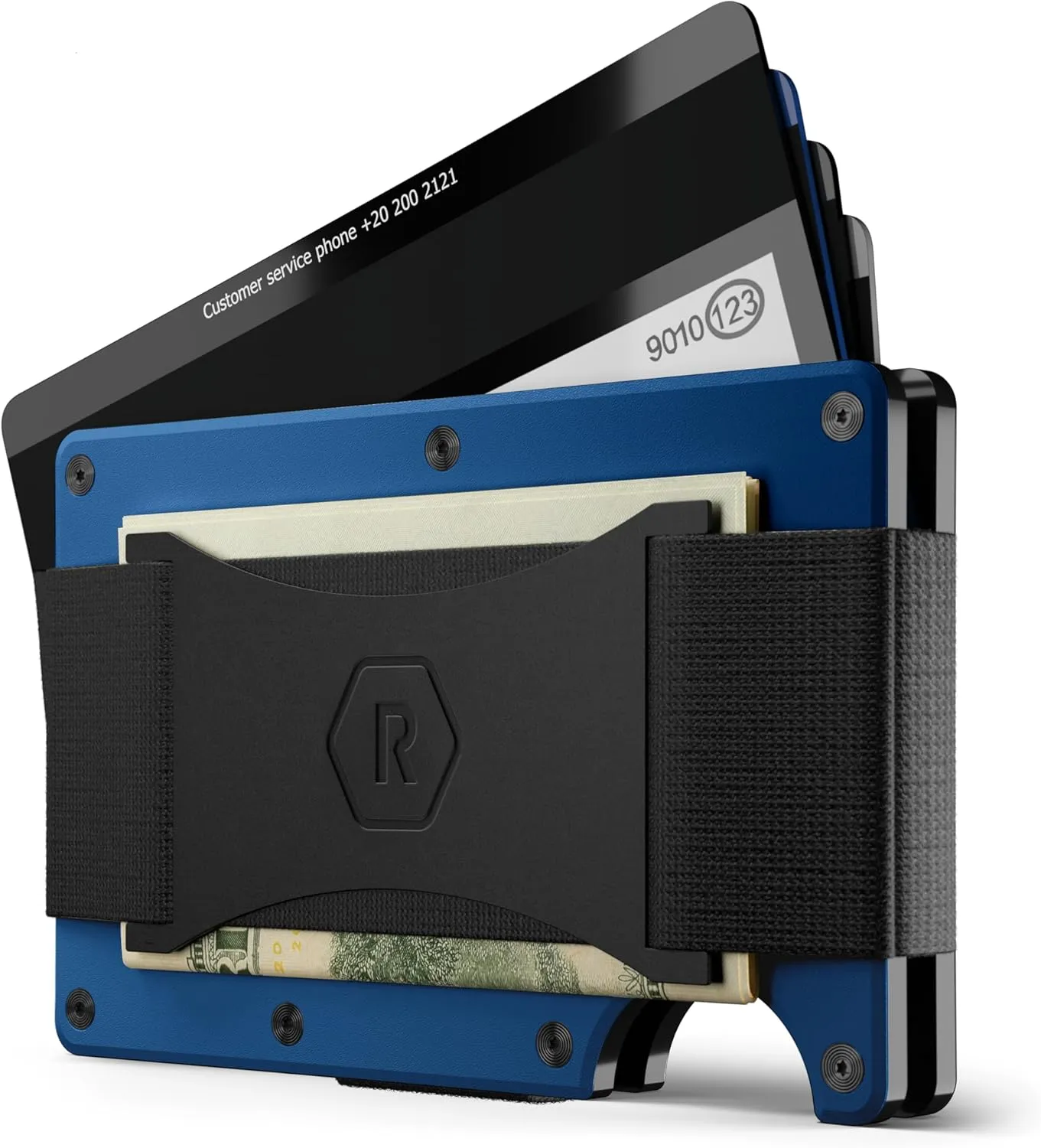 The Ridge NFL Edition, Mens Minimalist Aluminum Metal Wallet - Rfid Blocking, Elastic, Slim Front Pocket Credit Card Holder with Both Cash Strap and an additional Money Clip