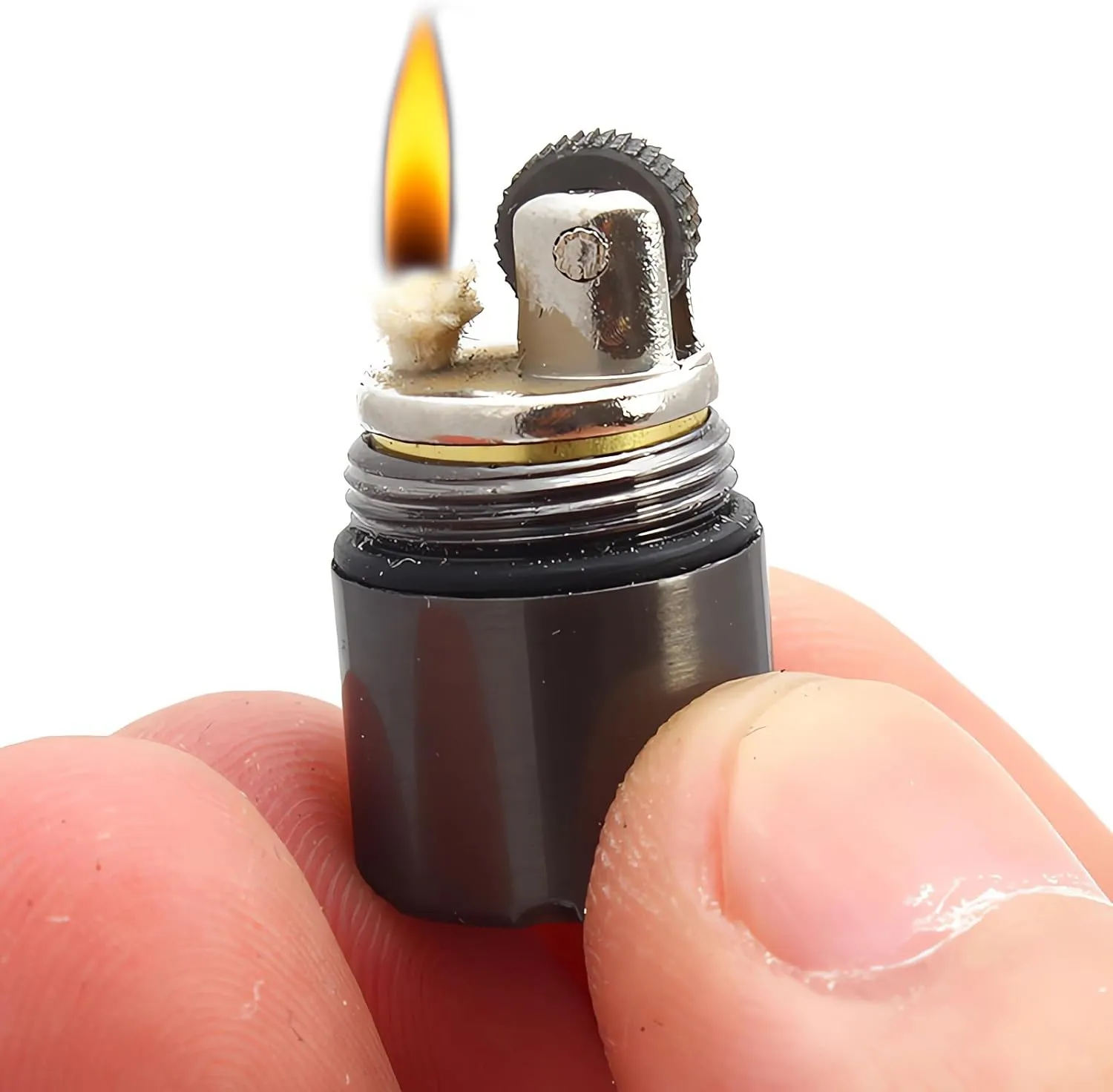 The World's Smallest Kerosene Lighter! Height 2.5cm/ 1.3cm Capsule Lighter Portable Metal Miniature EDC Gear Waterproof Tiny Peanut Lighter (Fuel not Included) (Mini 3 Pack)