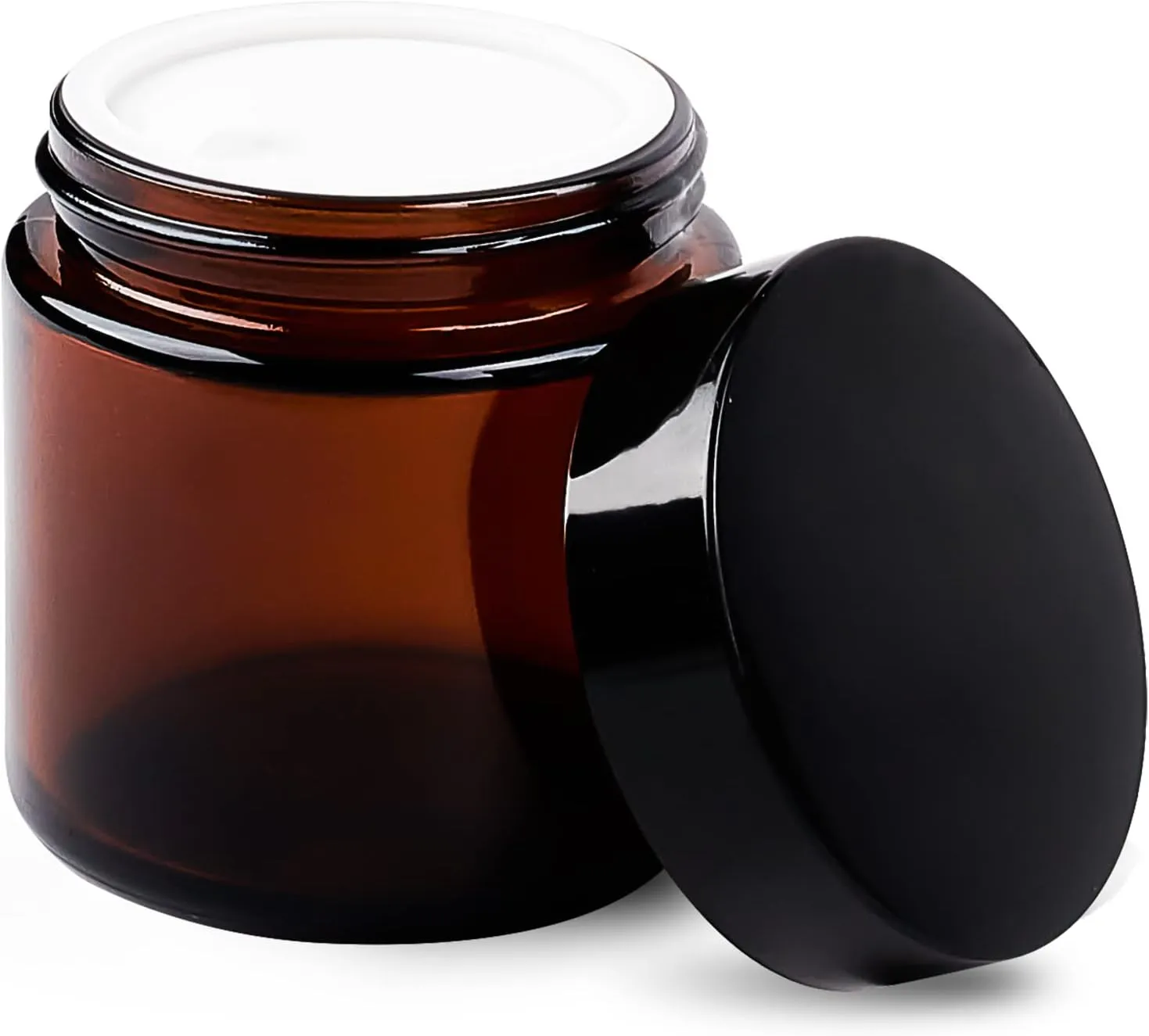 TUZAZO 12 Pack 4 Oz Thick Amber Round Glass Jars with Lids - Empty Candle Making Jar/Food Storage Canning Jar/Cosmetic Containers with Leakproof Lids for Cream Lotion Body Butter Beauty Products