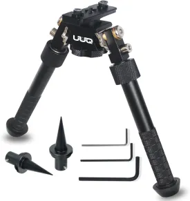 UUQ QV8 6-9 Inches Tactical Rifle Adjustable Bipod for Hunting and Shooting, Mount Base for Mlok Handguards, Directly Attach to M-Rail System, w/Spike Feet