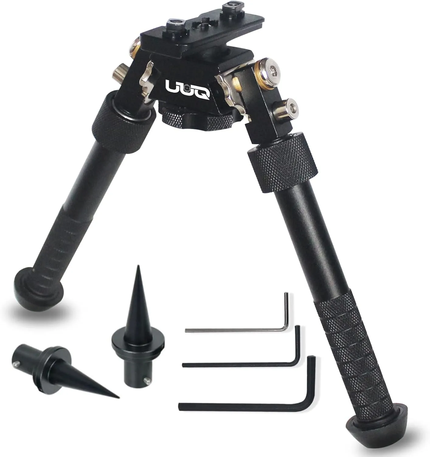 UUQ QV8 6-9 Inches Tactical Rifle Adjustable Bipod for Hunting and Shooting, Mount Base for Mlok Handguards, Directly Attach to M-Rail System, w/Spike Feet