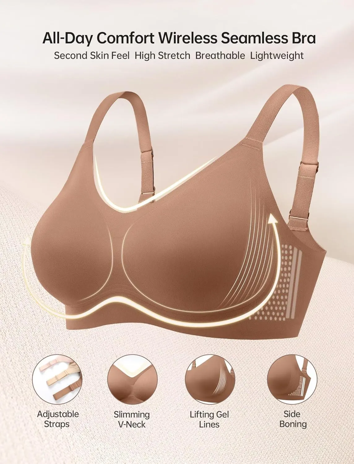 Vertvie Bras for Women No Underwire Wireless Push Up Seamless Full Coverage Comfort Sports Everyday Bra Regular & Plus Size