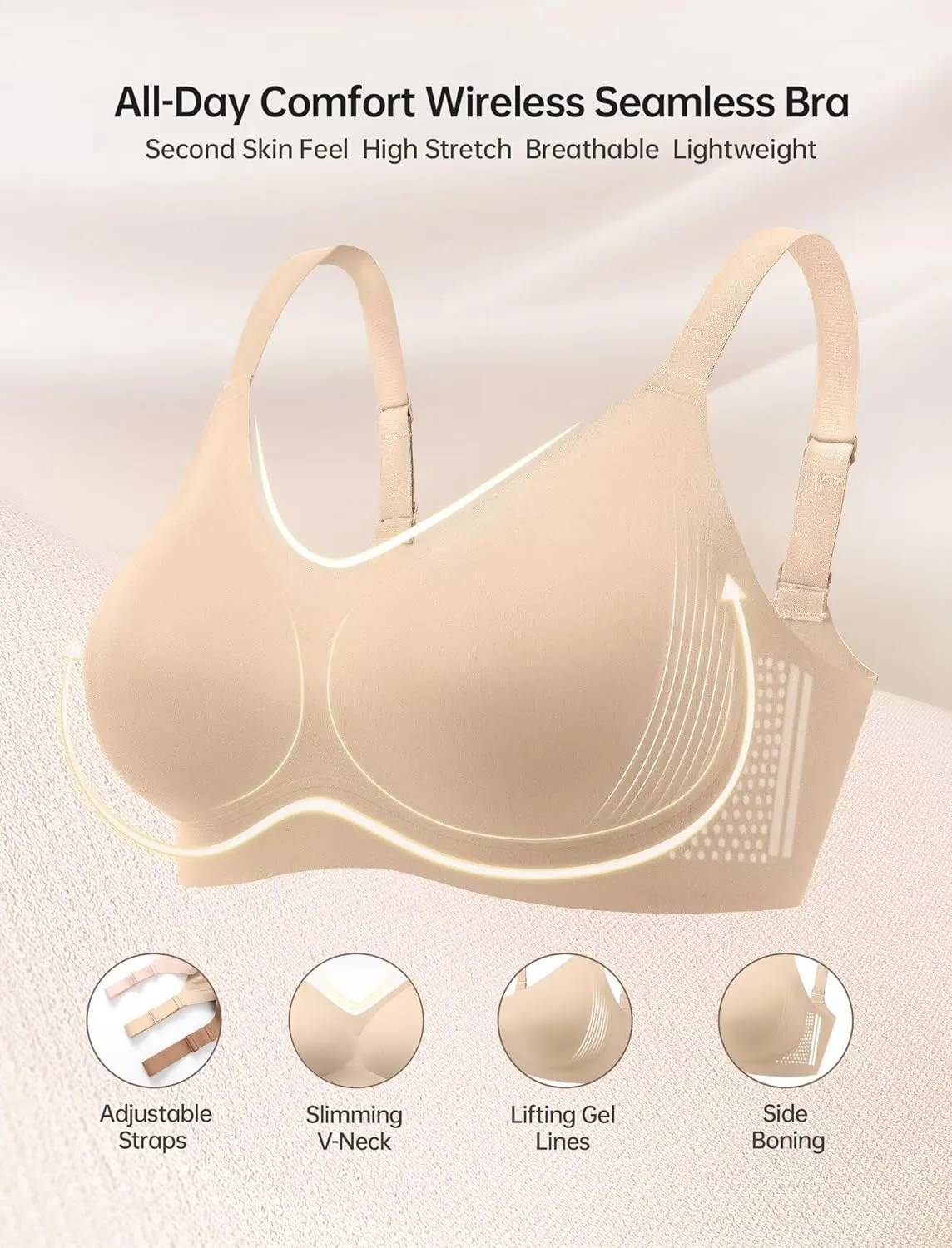 Vertvie Bras for Women No Underwire Wireless Push Up Seamless Full Coverage Comfort Sports Everyday Bra Regular & Plus Size