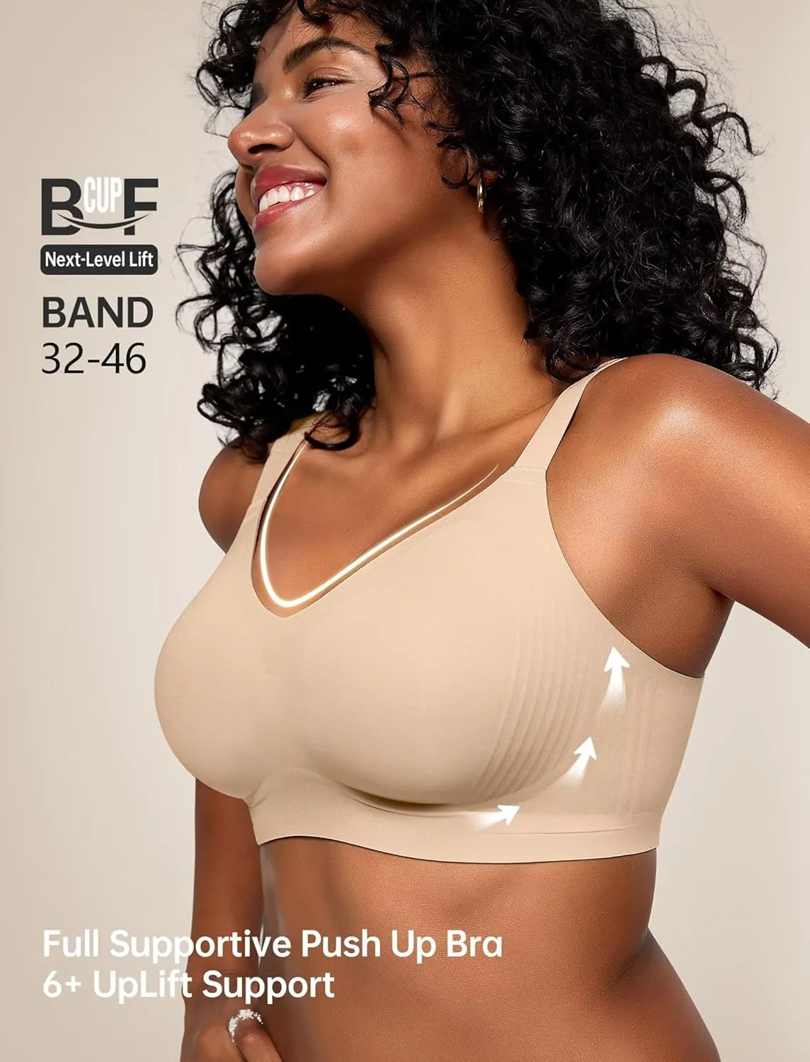 Vertvie Bras for Women No Underwire Wireless Push Up Seamless Full Coverage Comfort Sports Everyday Bra Regular & Plus Size