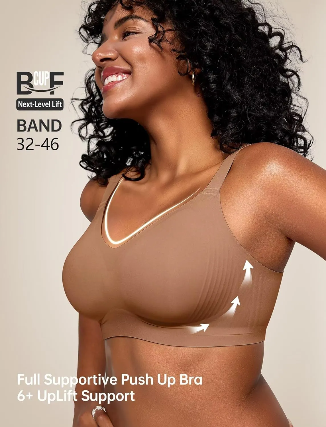 Vertvie Bras for Women No Underwire Wireless Push Up Seamless Full Coverage Comfort Sports Everyday Bra Regular & Plus Size