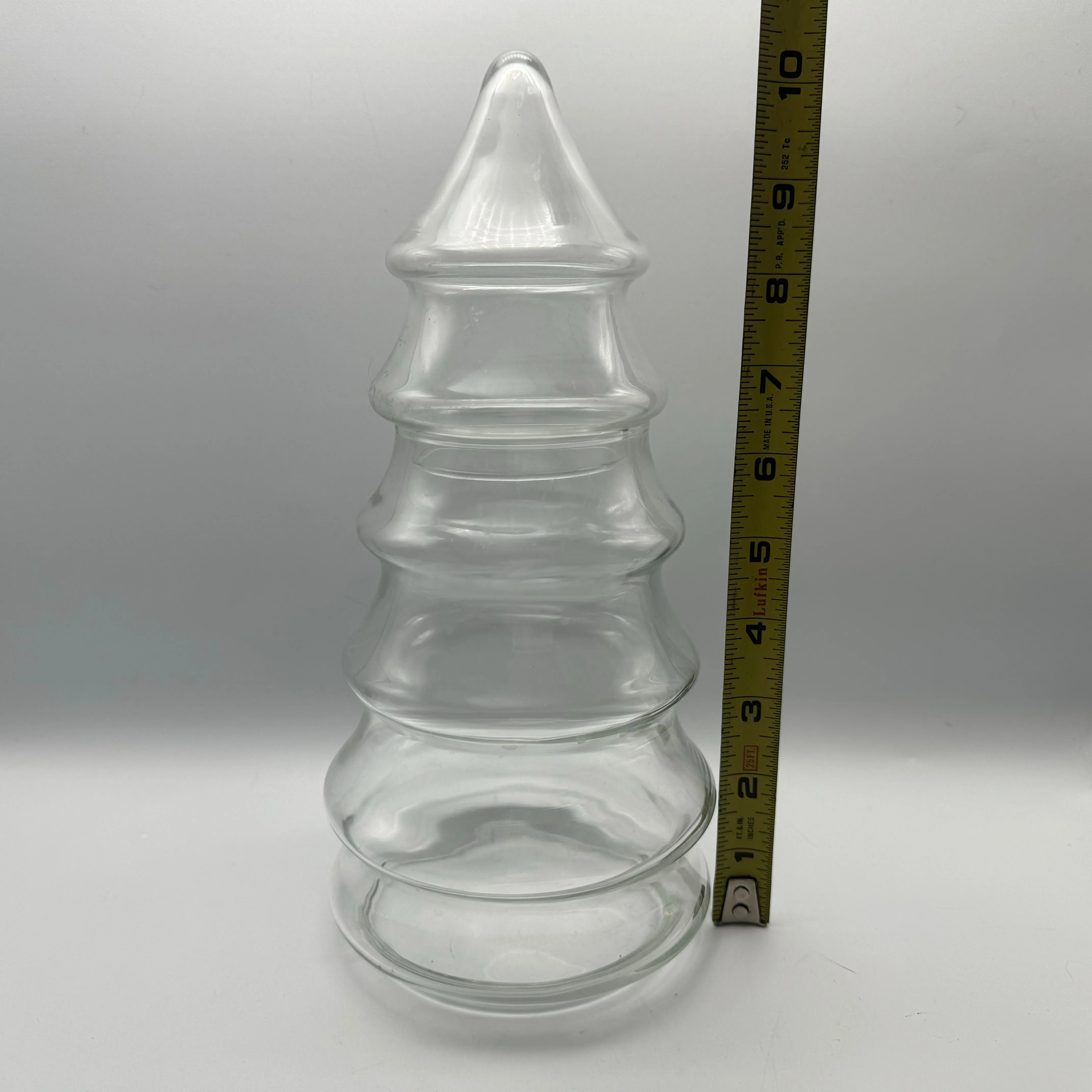 Vintage Large Clear Glass Christmas Tree Canister with Lid