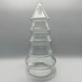 Vintage Large Clear Glass Christmas Tree Canister with Lid